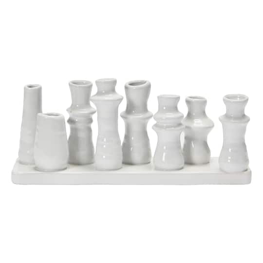 Hello Honey® 11" White Organic Shaped 8-Section Stoneware Vase